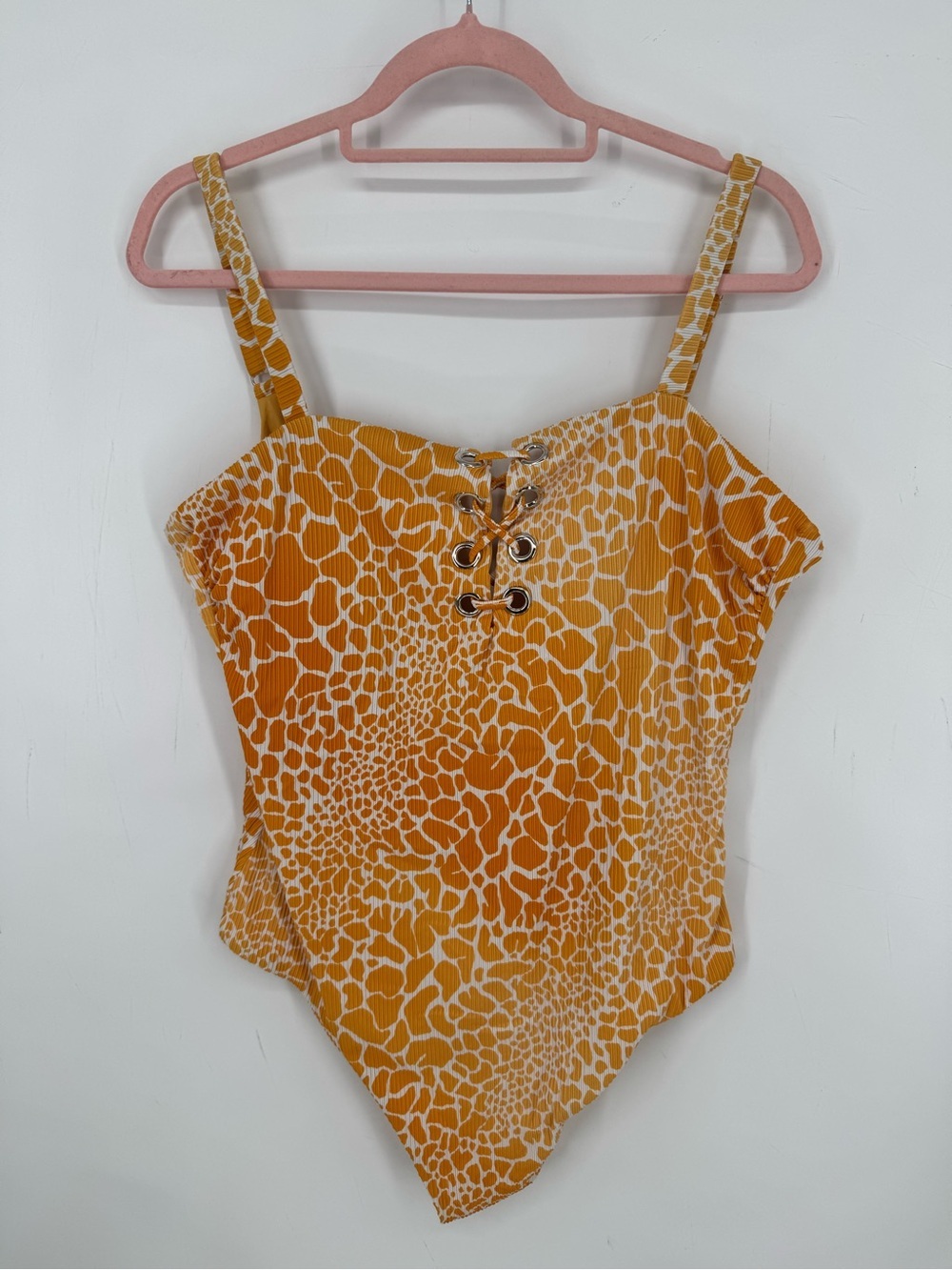 Coastal Waves Animal Print Lace Up Beachcore One Piece Swimsuit Plus Size 2X